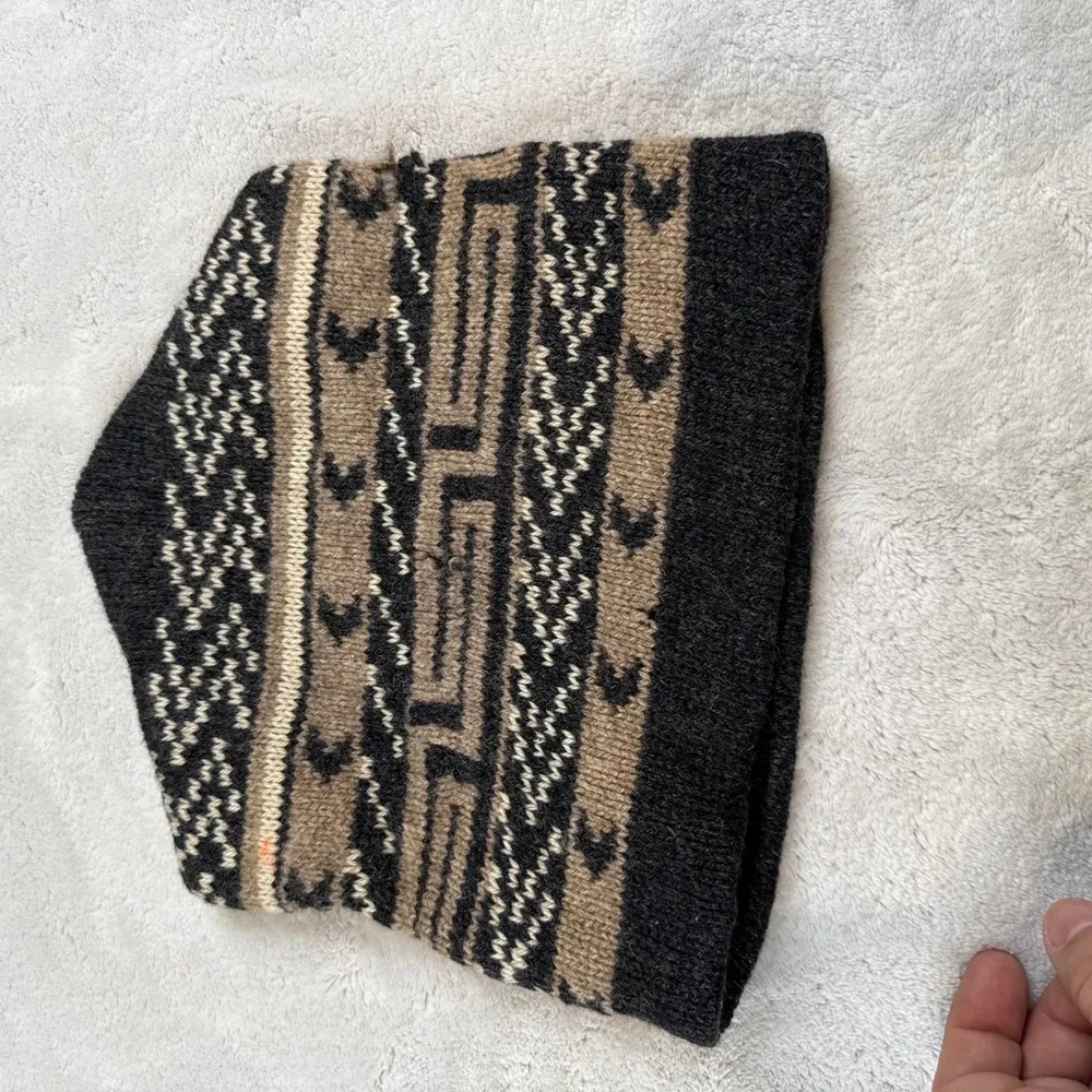 Vintage Eddie Bauer Wool Alpaca Blend Knit Hat Geometric Pattern Made in USA
